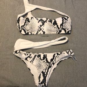 white snakeskin strappy bikini